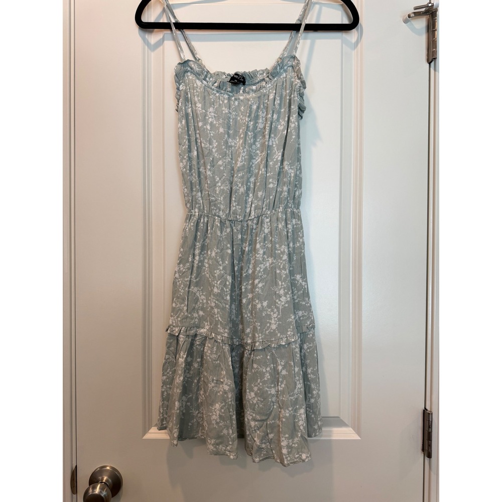 rue21 Womens XS‎ Sage Green Floral Tiered Ruffle Mini Dress Adjustable Straps